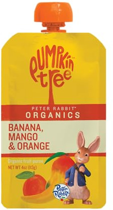Pumpkin Tree Peter Rabbit Organics Baby Mango, Banana, and Orange, 4 oz