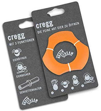 cregg/orange - die feine Art Eier zu öffnen - Eieröffner Eierbecher und Serviettenhalter in einem 3 in 1 Funktion - Brainstream