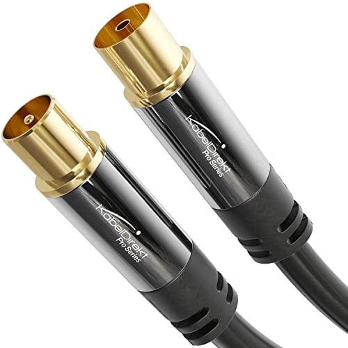 KabelDirekt – Cable Antena TV 4K, Cable Coaxial – 1,5m – Para TV digital y analógica, conectores metálicos – Disponible en 0,5-20m (Enchufe a toma, para DVB-C/DVB-T/DVB-S, negro)