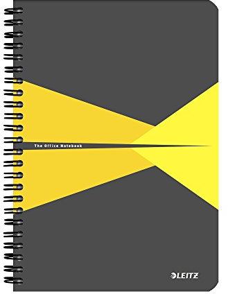 Leitz 44980015 Office Collegeblock A5 kariert, spiralgebunden mit PP Einband Gelb