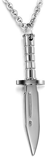 Hamoery Men Women Punk Stainless Steel Knife Dagger Chain Pendant Necklace