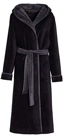 LEVERIE Lunga vestaglia invernale donna in pile con cinturino e tasche. Made in EU.