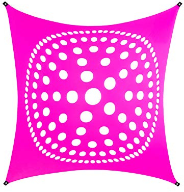 PSYWORK Schwarzlicht Segel Spandex | Mandala Dots | Pink | 3 x 3m | UV-aktiv | Leuchtend | Wandtuch Wandbehang Stoff Neon Deko Party Tuch Tapestry Poster PSY Goa
