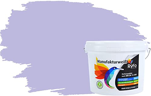 RyFo Colors Bunte Wandfarbe Manufakturweiß Orchidee 3l - weitere Violett Farbtöne und Größen erhältlich, Deckkraft Klasse 1, Nassabrieb Klasse 1