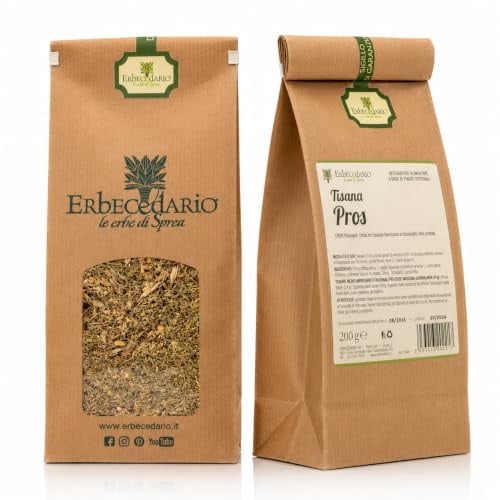 Erbecedario tisana pros con ortica e epilobio 200g | Infuso per la funzionalità e il benessere della prostata, facilita la diuresi, azione drenante - Made in Italy