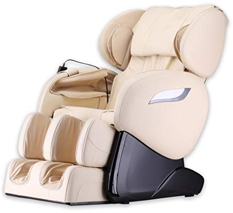 Luxus Massagesessel Shiatsu F2000 Leder beige / creme weiss mit Zero Gravity + Rollentechnik Massage + Heizung + Armmassage Sessel für Wohnzimmer günstig weißer bequemer Fernsehsessel Ledersessel