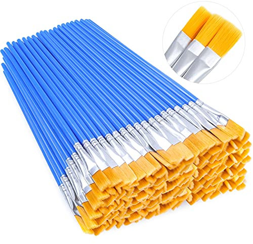 100Pcs Paint Brushes for Kids, Anezus Flat Paint Brush Bulk Small Paint Brushes Set for Acrylic Painting and Crafting