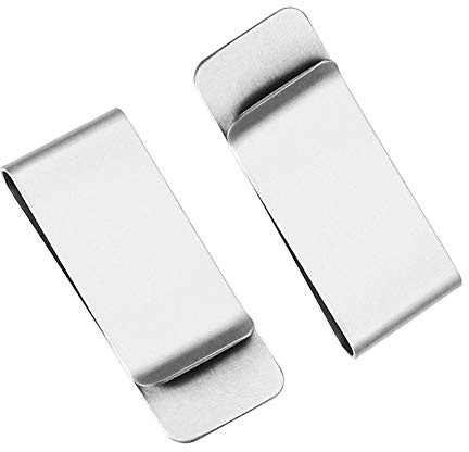 Yesmin Pack of 2 Stainless Steel Metal Slim Money Clips Bill Cash Holder for Men and Women (Silver)