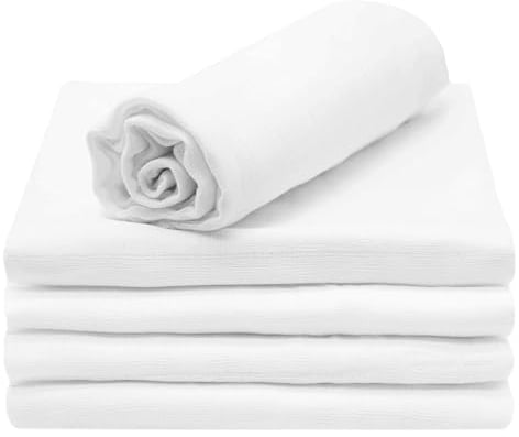 ZOLLNER 5er Set Musselin Spucktücher in 80x80 cm aus Baumwolle - hautfreundliche Mulltücher - besonders weich und extrem saugstark - waschbar bis 95°C - in weiß