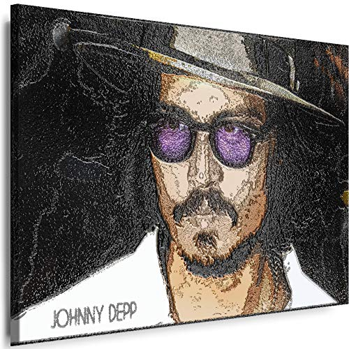 Myartstyle - Bilder Johnny Depp 60 x 40 cm Leinwandbilder XXL - 1 Teilige Wandbilder Film Popular Movies Kunstdrucke w-P-2020-97