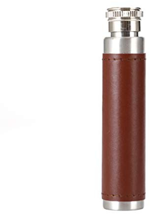 Flasque UPKOCH 28 ml en acier inoxydable avec manchon en cuir – Bouteille à spiritueux de voyage compacte de 8,9 cm pour whisky, rhum, camping en plein air et cadeaux de garçons d'honneur (argent