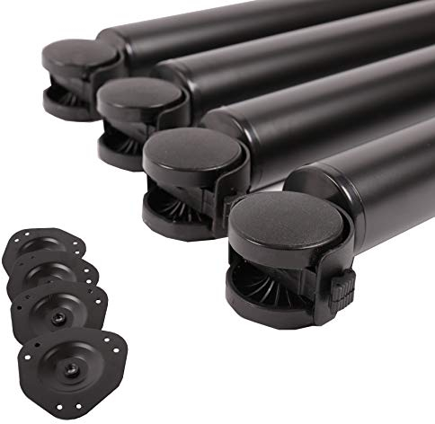 4er Set rollende Tischbeine 870mm Tischfuss auf Rolle mit Bremse ø 50mm Metall in verschiedenen Farben (Schwarz)