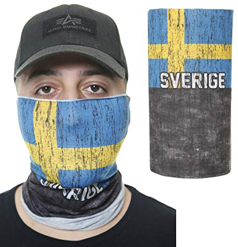 OneRedox Gesichtsschutz Halstuch Länder Bedruckt Schweden Biker Schal Ski Motorrad Gesichtsmaske BND-006