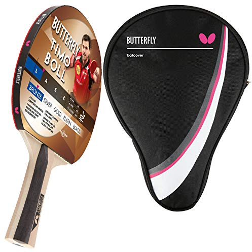 Butterfly® Timo Boll Bronze Tischtennisschläger | Tischtennis Racket Bat TT Hobbyschläger für ambitionierte Freizeitspieler | ITTF zertifizierter Addoy Belag | konkave Griffform | Holzfarbig
