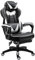 Vinsetto Chaise Gaming Ergonomique, Fauteuil de Bureau Confortable avec Repose-Pied, Appuie-Tête et Coussin Lombaire, Hauteur Réglable, Noir et Blanc