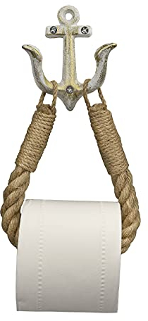 Porte-Rouleau de Papier Toilette Vintage - Support de Papier Toilette pour WC - Corde Industrielle - pour Salle de Bain - avec perçage (Blanc)