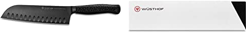 WÜSTHOF Santoku, Performer (1061231317), 17 cm Klinge, DLC-Beschichtung, Kullenschliff, schwarzes Messer & Klingenschützer (2069640205), Schutzhülle für Messer u. Küchenmesser bis 20 cm Klingenlänge