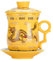 TONGMAN Blue and White Porcelain Tea Cup Infuser 4-Piece Set With Lid and Saucer - 13.5oz Loose Leaf Brewing System for Travel Office - Chinese Dragon Pattern