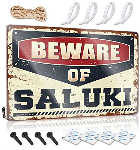 gaeruite Plaque en tôle pour garage - Beware of Saluki - Accessoires de voiture - Dimensions : 20 x 30 cm