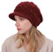 Joligiao Baskenmütze Damen Gestrickte Barett Winter Mütze Warme Stricken Wolle Barett Fleece Futter Einfarbig Warm Wollmütze Geflochtene Retro Lässige Klassische Französischen,Weinrot,One Size