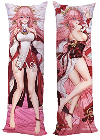 Anime Genshin Impact Yae Miko Kissenbezug Natürlicher Samt 150x50cm (59in x 19.6in) Bettwäsche Kissenbezug