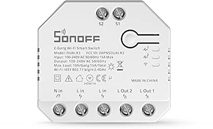 GeDi - Interruttore Intelligente DUAL R3 2-Gang 2-Way Smart, Modulo Automazione Domestica APP e Controllo Vocale, Wi-Fi, 3 Modalità, Porte, Tende, Luci, Elettrodomestici