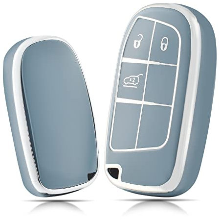 OFFCURVE Custodia Chiavi Auto Guscio Chiave, Cover Chiave Copri Chiavi Telecomando 3/4/5 Tasti Adatto per Jeep Grand Cherokee Renegade Compass Chrysler Dodge Journey Challenger Charger Ram Fiat 500X