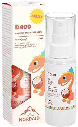 Vitamin D spray für Babys ab Geburt - 400 IU für 200 Tage - Alternative zu Tropfen & Kapseln - Kokosöl Spray - Vitamin D Öl - D3 Vitamin - Vitamin D für Kinder - Immunsystem stärken Kinder - Nordaid