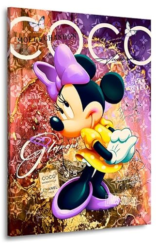 Kunstgestalten24 Leinwandbild Coco Minnie Maus Pop Art Style Bild Kunstdruck Raum Wand Deko