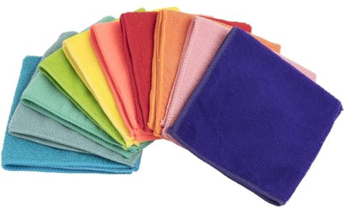 ELEPHANT Maison - Lavettes Microfibre x10 - Douces et Sans Traces - Nettoyage Profond Sans Détergent - Couleurs Différenciées - Utilisation Sèche ou Humide - Haute Qualité - Fabriqué en France