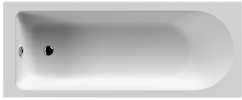 Balterley 1700 x 750mm Round Shower Bath with Legs & Overflow, Straight Single Ended Gloss White Soaking Shower Bath, Acrylic Baths for Bathrooms, Round End, Adjustable Leg Set (White)
