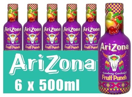 Arizona Fruit Punch Juice, Pack of 6 x 500ml PET Bottles, Delicious Fruity Drink, No Artificial Flavours, No Artificial Preservatives