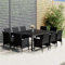 Gaseeto Sitzgruppe Garten Rattan Essgruppe 10 Personen Rattan Gartenmöbel Set mit 10 Gartenstuhl Gartenmöbel Essgruppe Gartengarnitur Rattan Schwarz Gartentisch Balkonmöbel Set