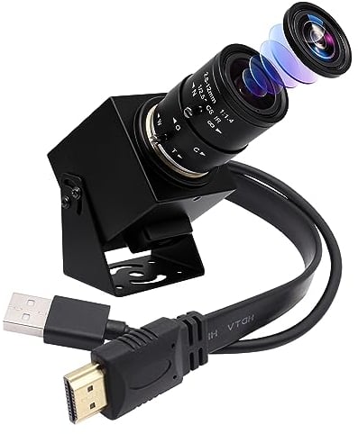G 4K HDMI USB Camera with Manual Zoom and Variable Focus - PC Webcam, Mini Lightburn Camera for Computer, H.264 Telescopic Surveillance Camera 8MP (2.8-12 mm 4x Zoom Lens)
