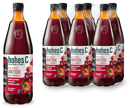 hohes C Nutribebida Antiox con Vitamina E - Zumo de Manzana, Uva, Aronia, Acerola, Arándano, Zanahoria Negra y Limón - Zumo 100% natural Pack 6 x1L