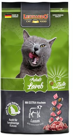 LEONARDO Comida para gatos Cordero adulto, bolsa de 1,8 kg, carne de cordero, alimento seco para gatos adultos de todas las razas a partir de 1 año, fabricado en Alemania