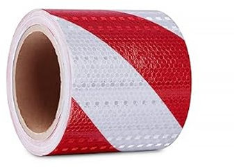 GIONAR Bande Reflechissante Autocollante, 10cmx25m Bande Reflechissante, Rouge et Blanc Ruban Reflechissant Adhesif, pour Véhicules, Camion, Rappel de Sécurité