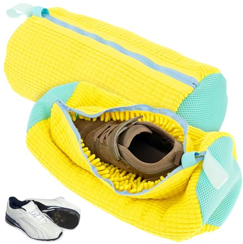 2 Pezzi Sacchetti per Scarpe Lavanderia,Sacchetti per Lavatrice con Cerniera,Riutilizzabile Rete per Scarpe Lavatrice,Borsa per il Lavaggio delle Scarpe,Protegge Le Scarpe dai Danni (giallo)