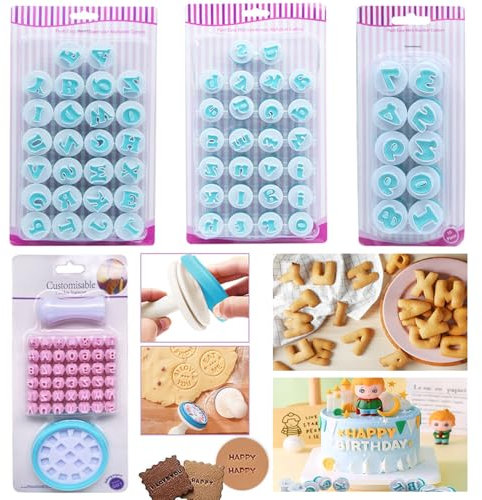 Wintfarm 146 Stück Buchstaben Ausstecher für Fondant - Wiederverwendbares DIY Backen Zubehör Set für Alphabet Kuchendekoration