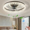 diisunbihuo 20 Modern LED Ceiling Fan with Lights Dimmable Acrylic Dimmable Low Profile Ceiling Fan Flush Mount Bladeless Chandelier Fan Stepless Color Temperature Change and 6 Speeds (Brown)