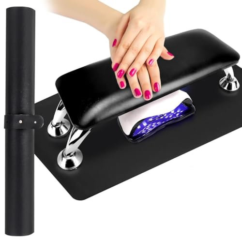 Sonhomay Manicure Pillow Nail Cushion Nail Arm Rest Leather Hand Pillow Nail Hand Cushion Nail Hand Pillow Mat Nail Stand Beginner Technician Table Leather Non-Slip Desk for Nail Art 20 x6x 6