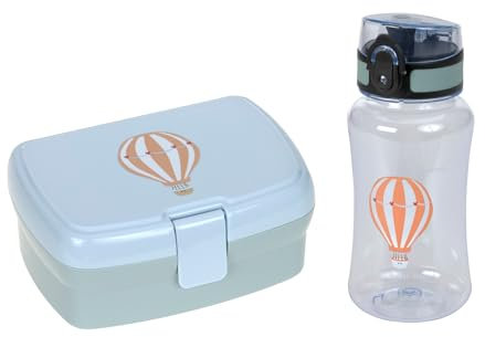 LÄSSIG Brotdose & Trinkflasche Set - Lunch Set mit Lunchbox und Trinkflasche (460 ml)/Tiny Drivers Balloon