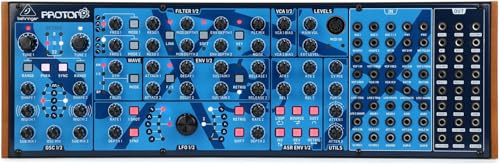 Behringer PROTON Analog Paraphonic Semi-Modular Synthesizer with 2 VCOs, 2 Multi-Mode VCFs and 2 VCAs, 4 Envelopes and Wave Folder in Eurorack Format