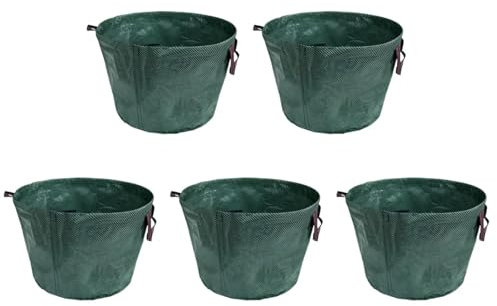 Lot de 5 sacs à déchets de jardin pliables de grande capacité de 50 L, poubelle légère, sac de rangement durable pour le nettoyage extérieur de la cour