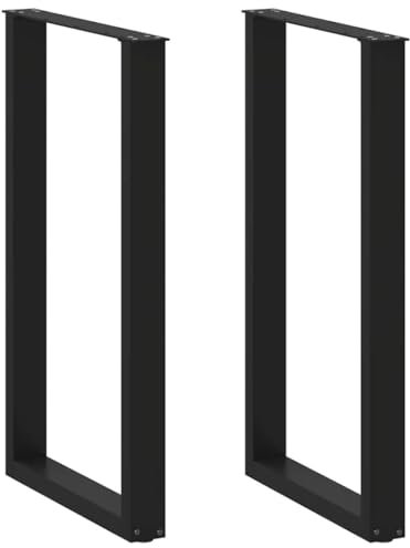 vidaXL Pieds de Table de Bar en U, 2 pièces, Noir, 60 x (100-101) cm, Acier