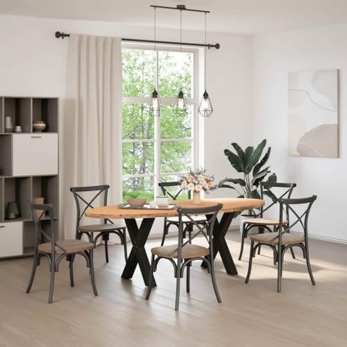 vidaXL Esstisch Hellbraun 220x100x74 cm Massivholz Eiche Oval, Küchentisch, Restauranttisch, Tisch Restaurant, Esszimmertisch, Bistrotisch