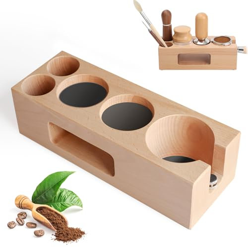 Nastopee Koffee Tamperstation 58Mm, 6-In-1 Espresso Tamping Halter Aus Holz, Barista Zubehör Organizer Ständer Für Siebträger, Tamper, Caffee Leveler, Wdt Tool