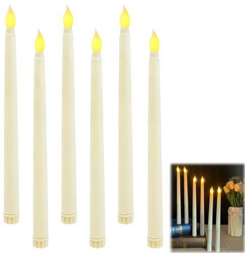 EuAcesry Velas LED de Árbol de Navidad, 6 Pcs Velas Flotantes Colgantes LED Efecto Llama, que Eléctrica Parpadeantes Decoración de Casa, Iglesia, Fiesta, Halloween Navidad
