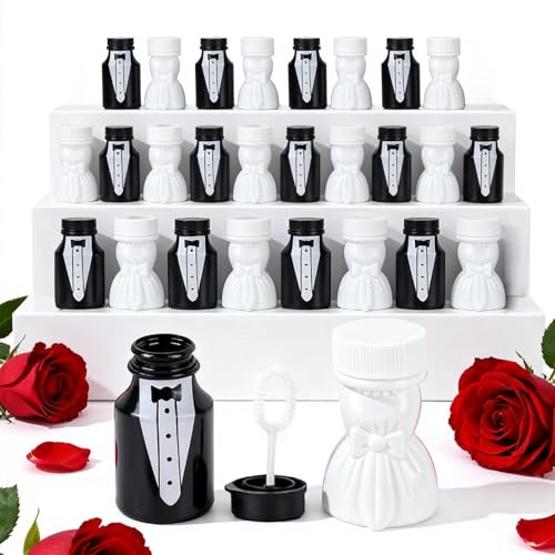 Culnflun 26PCS Wedding Bubble Bottles, Suit Model*13PCS, Wedding Dress Model*13PCS, Easy to Use, Add Romantic Atmosphere, Suitable for Weddings, Anniversaries and Engagement Parties