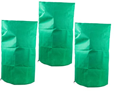 ORFOFE 3stücke Grüne Pflanzen-frostschutz-säcke Atmungsaktive Wetterfeste Vliesstoff-abdeckungen Mit Kordelzug Für Garten Obstbäume Winterlichen Pflanzenschutz